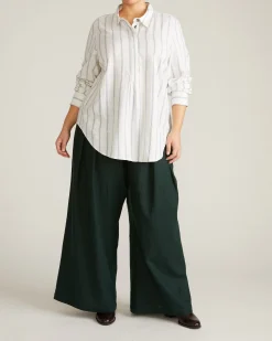 Elbe Popover Stretch Linen Blend Shirt Mayfair Stripe