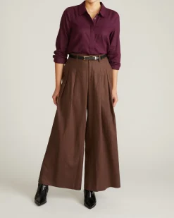 Elbe Popover Stretch Linen Blend Shirt Acai