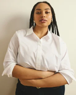 Elbe Popover Stretch Poplin Shirt Classic Fit White