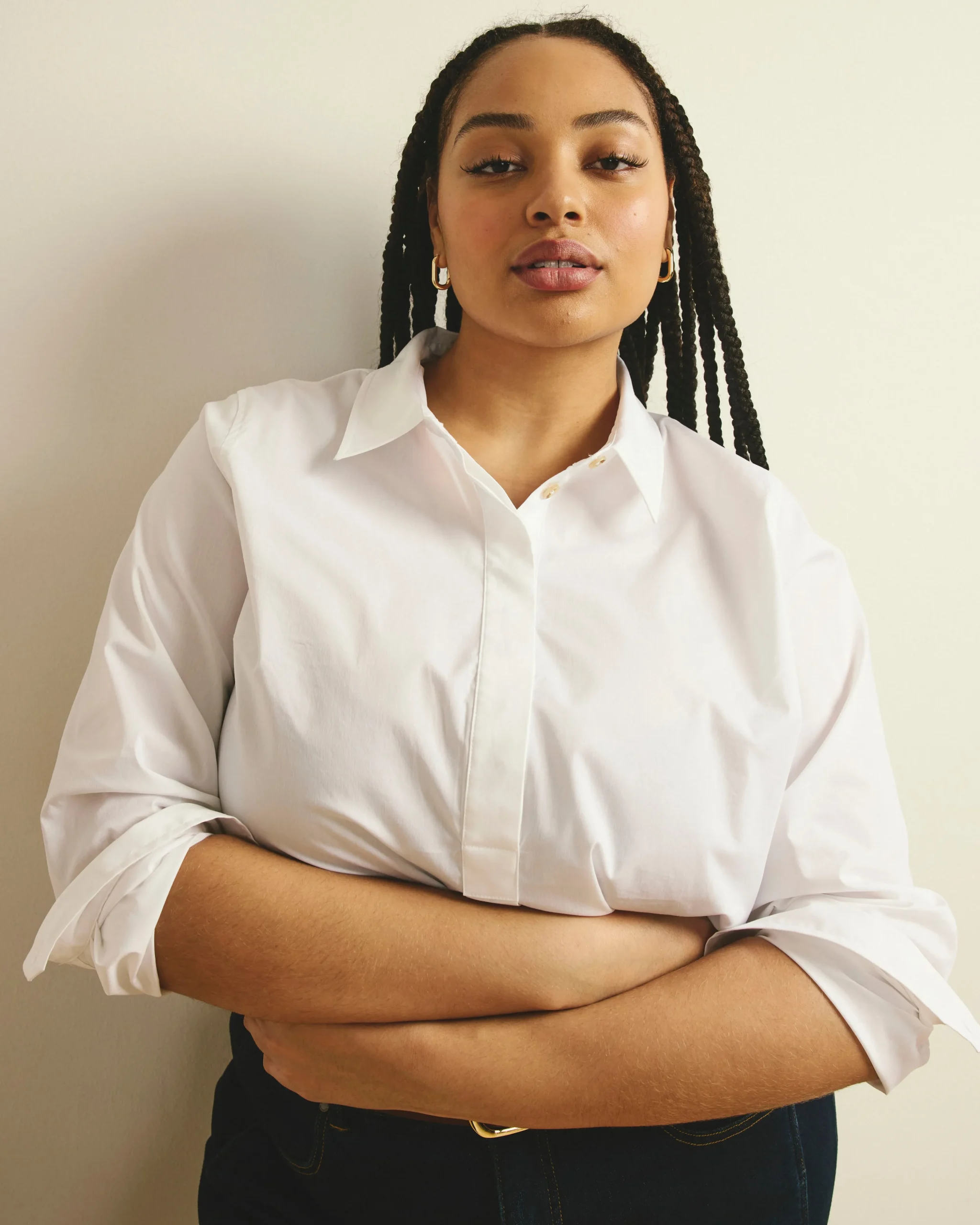 Elbe Popover Stretch Poplin Shirt Classic Fit White