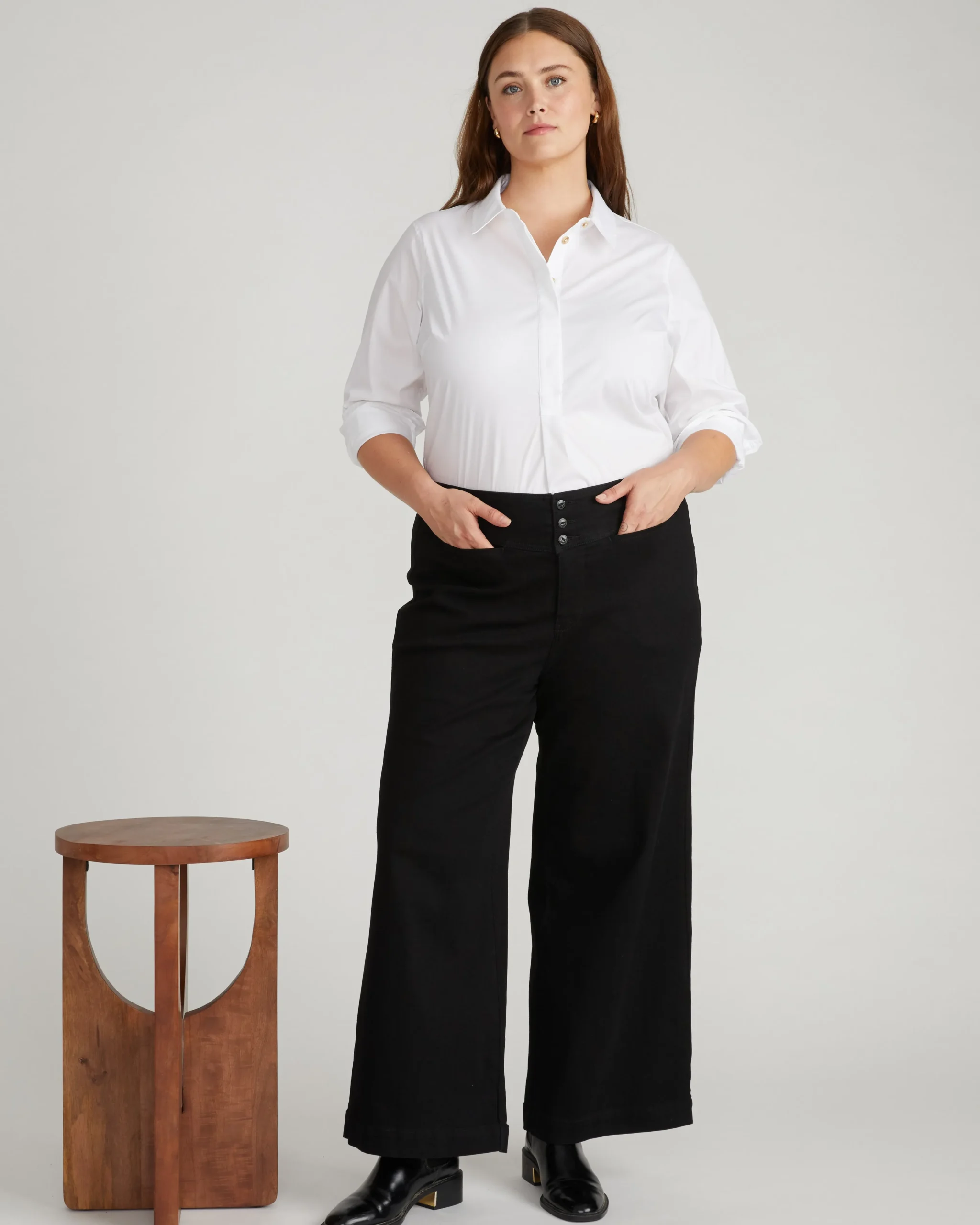 Elbe Popover Stretch Poplin Shirt Classic Fit White