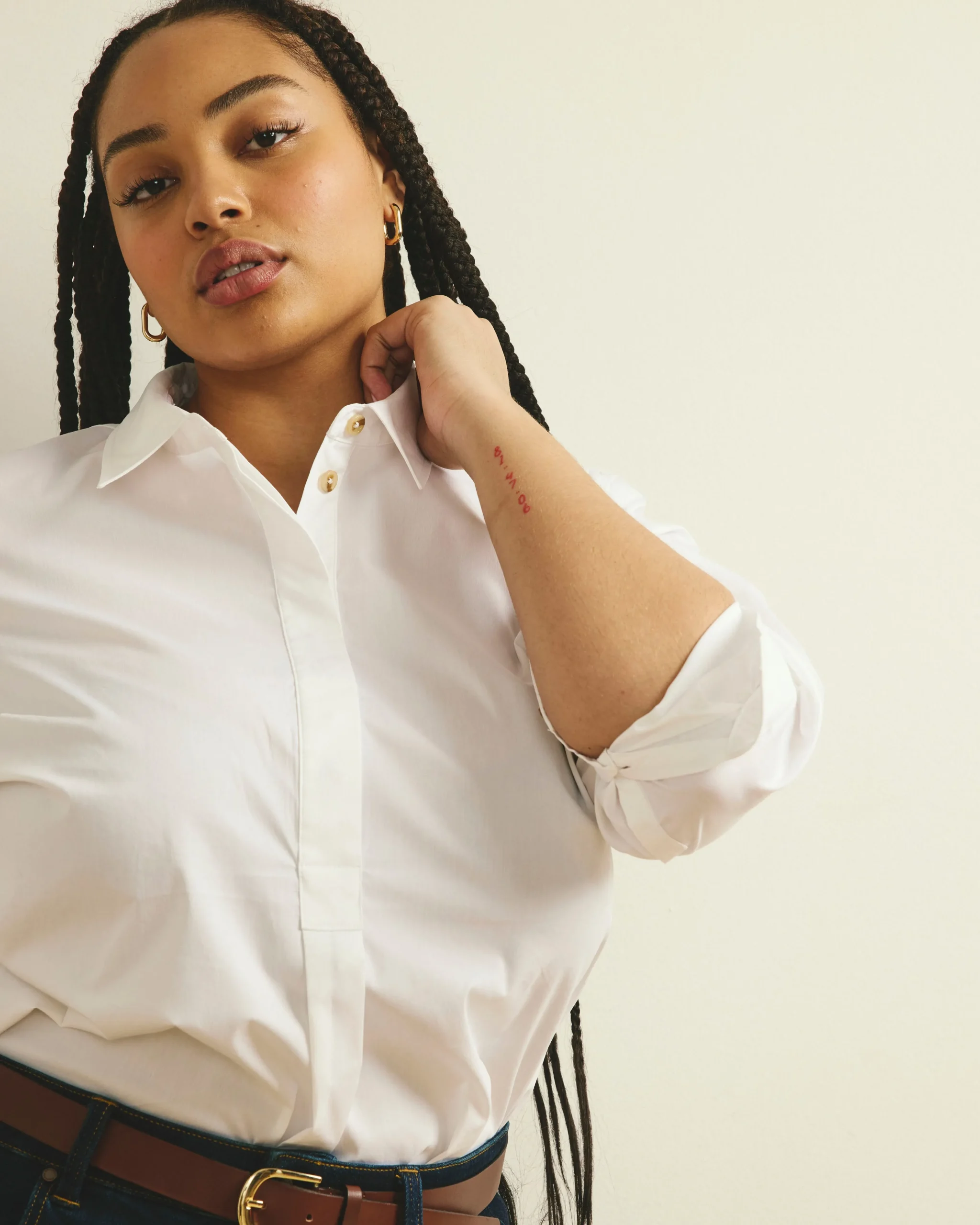 Elbe Popover Stretch Poplin Shirt Classic Fit White