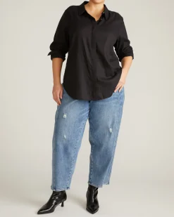 Elbe Stretch Linen Blend Shirt Black