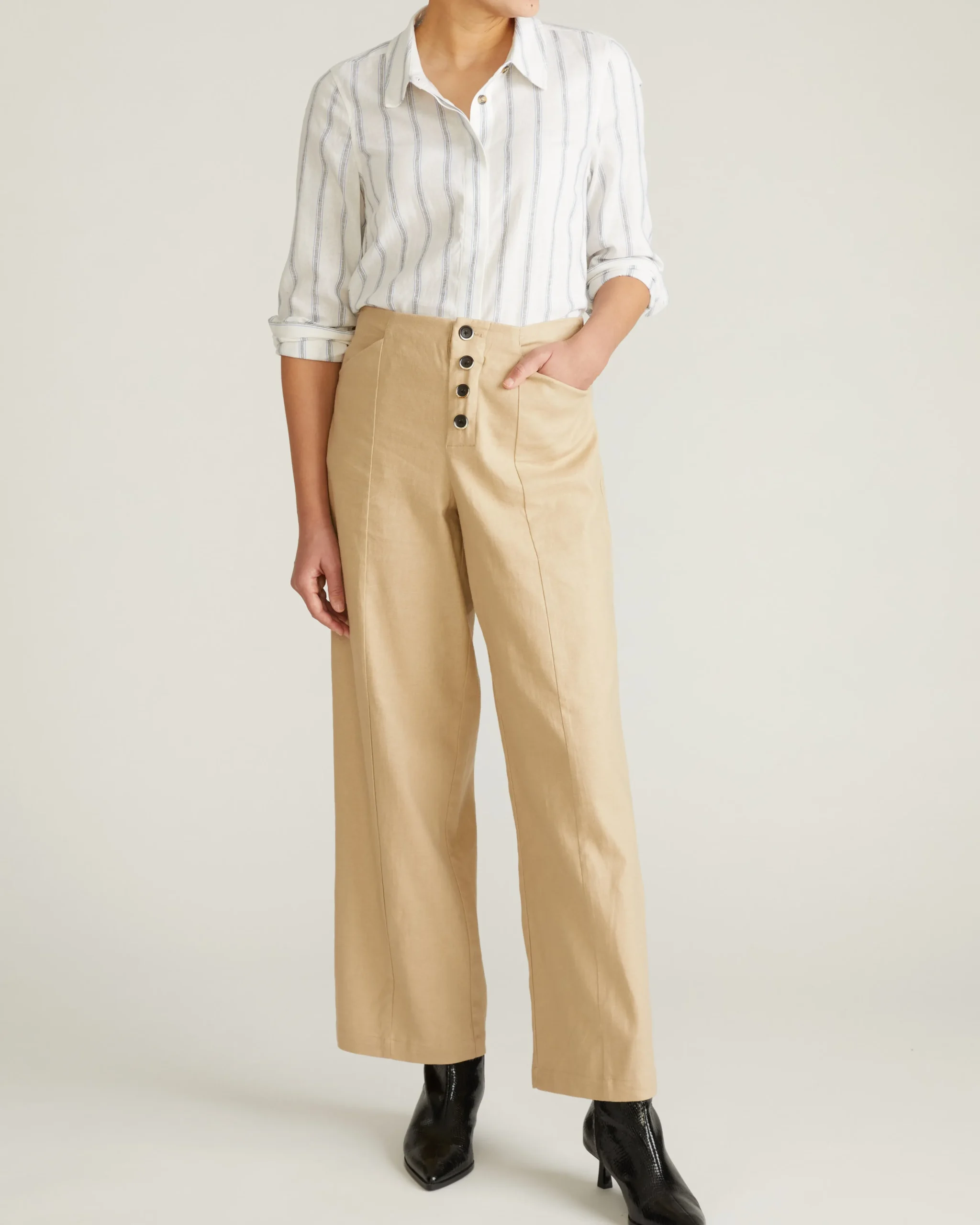 Elbe Stretch Linen Blend Shirt Mayfair Stripe