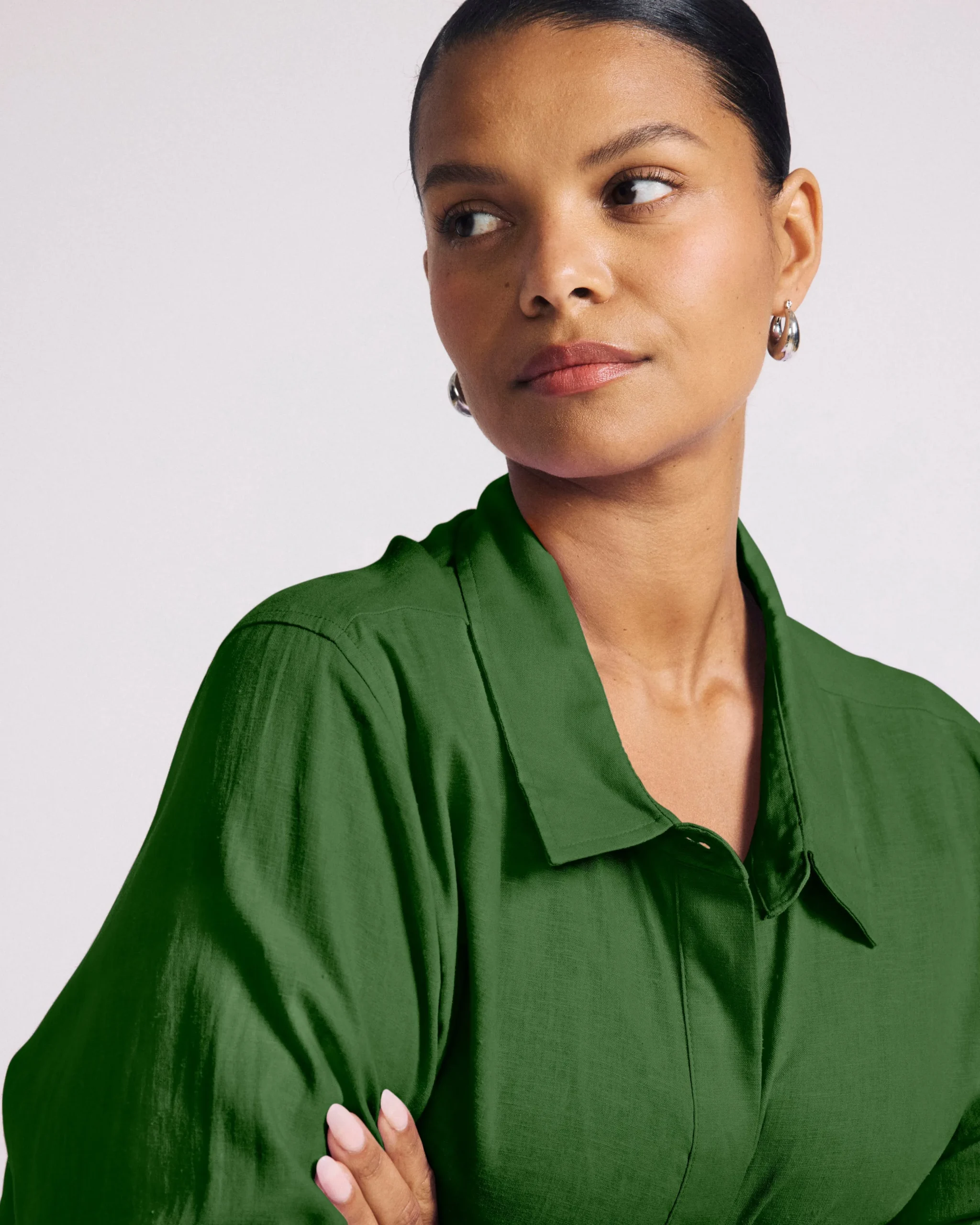 Elbe Stretch Linen Blend Shirt Green Park