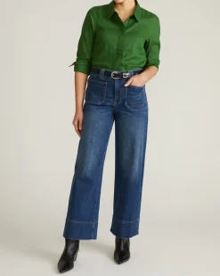 Elbe Stretch Linen Blend Shirt Green Park
