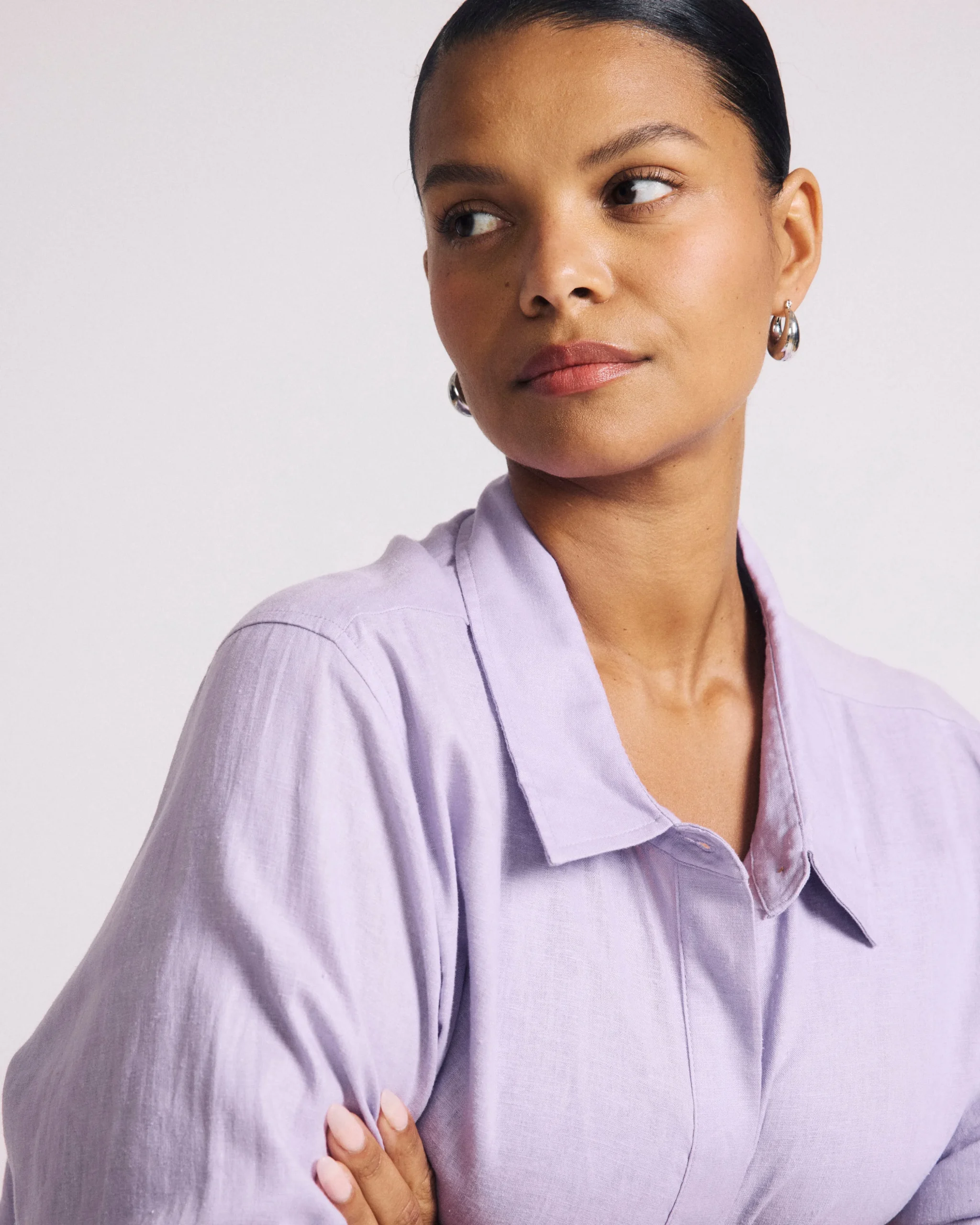 Elbe Stretch Linen Blend Shirt Orchid