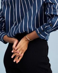 Elbe Stretch Poplin Shirt Classic Fit Ensign Blue/White Stripe
