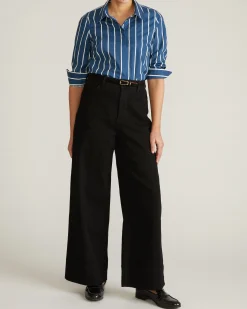 Elbe Stretch Poplin Shirt Classic Fit Ensign Blue/White Stripe