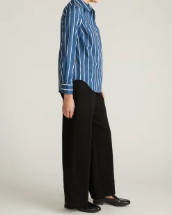 Elbe Stretch Poplin Shirt Classic Fit Ensign Blue/White Stripe