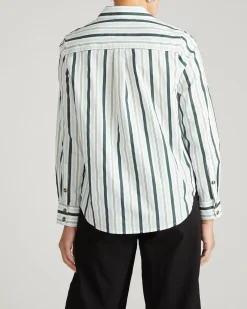 Elbe Stretch Poplin Shirt Classic Fit Forest Green Multi Stripe