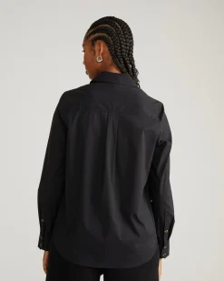 Elbe Stretch Poplin Shirt Classic Fit Black