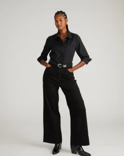 Elbe Stretch Poplin Shirt Classic Fit Black
