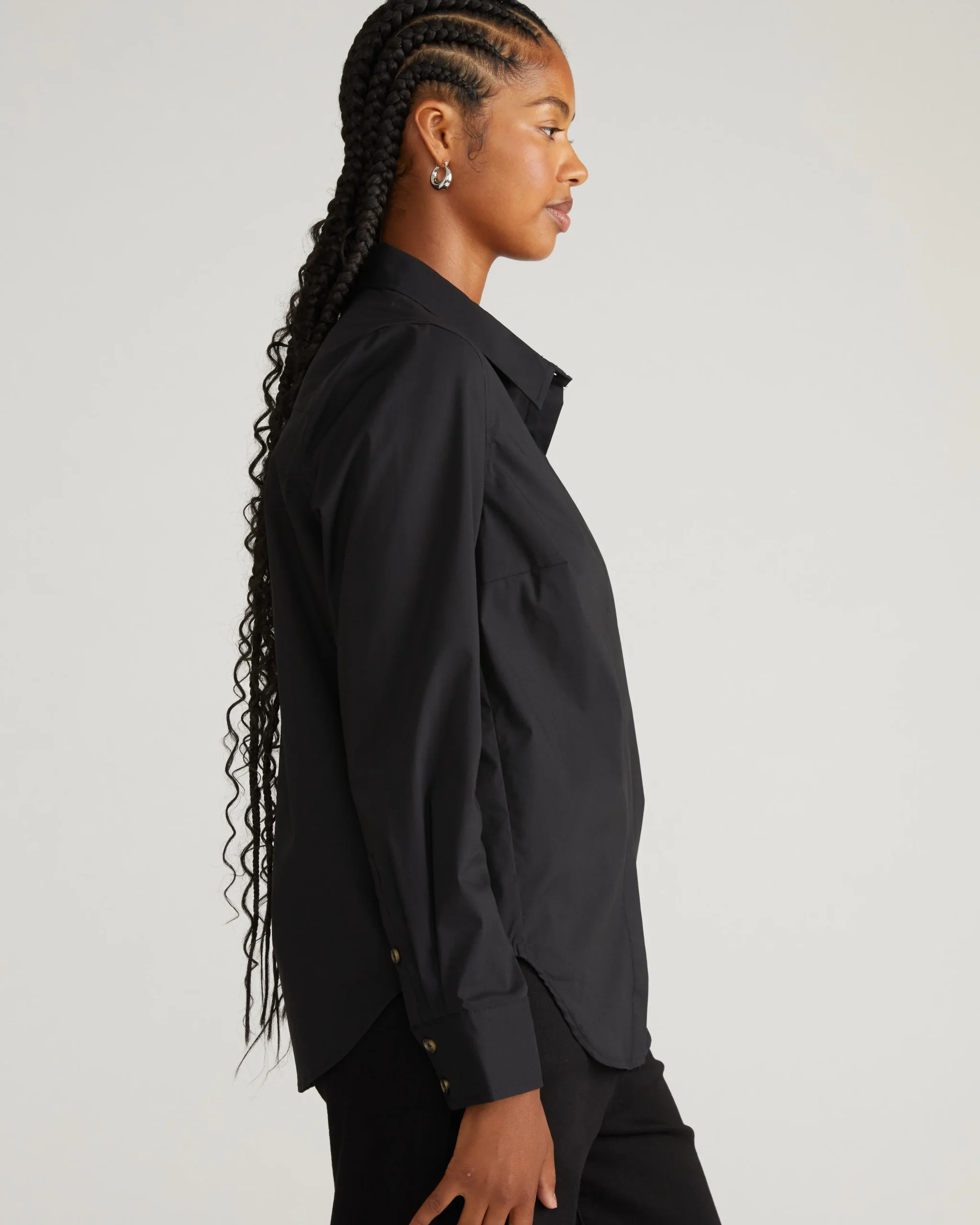 Elbe Stretch Poplin Shirt Classic Fit Black