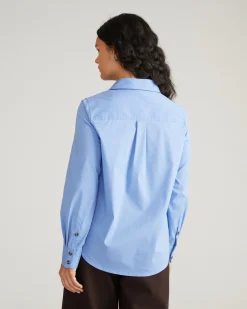 Elbe Stretch Poplin Shirt Classic Fit Soft Blue