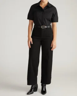 Elbe Stretch Poplin Short Sleeve Shirt Black