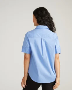 Elbe Stretch Poplin Short Sleeve Shirt Soft Blue