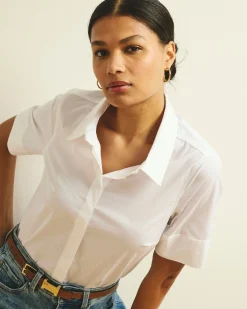 Elbe Stretch Poplin Short Sleeve Shirt White
