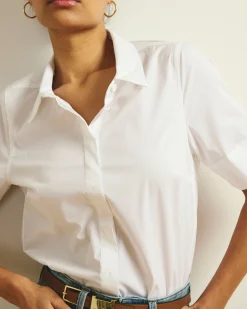 Elbe Stretch Poplin Short Sleeve Shirt White