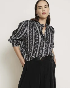 Endora Stretch Cupro Blouse Florentine Print