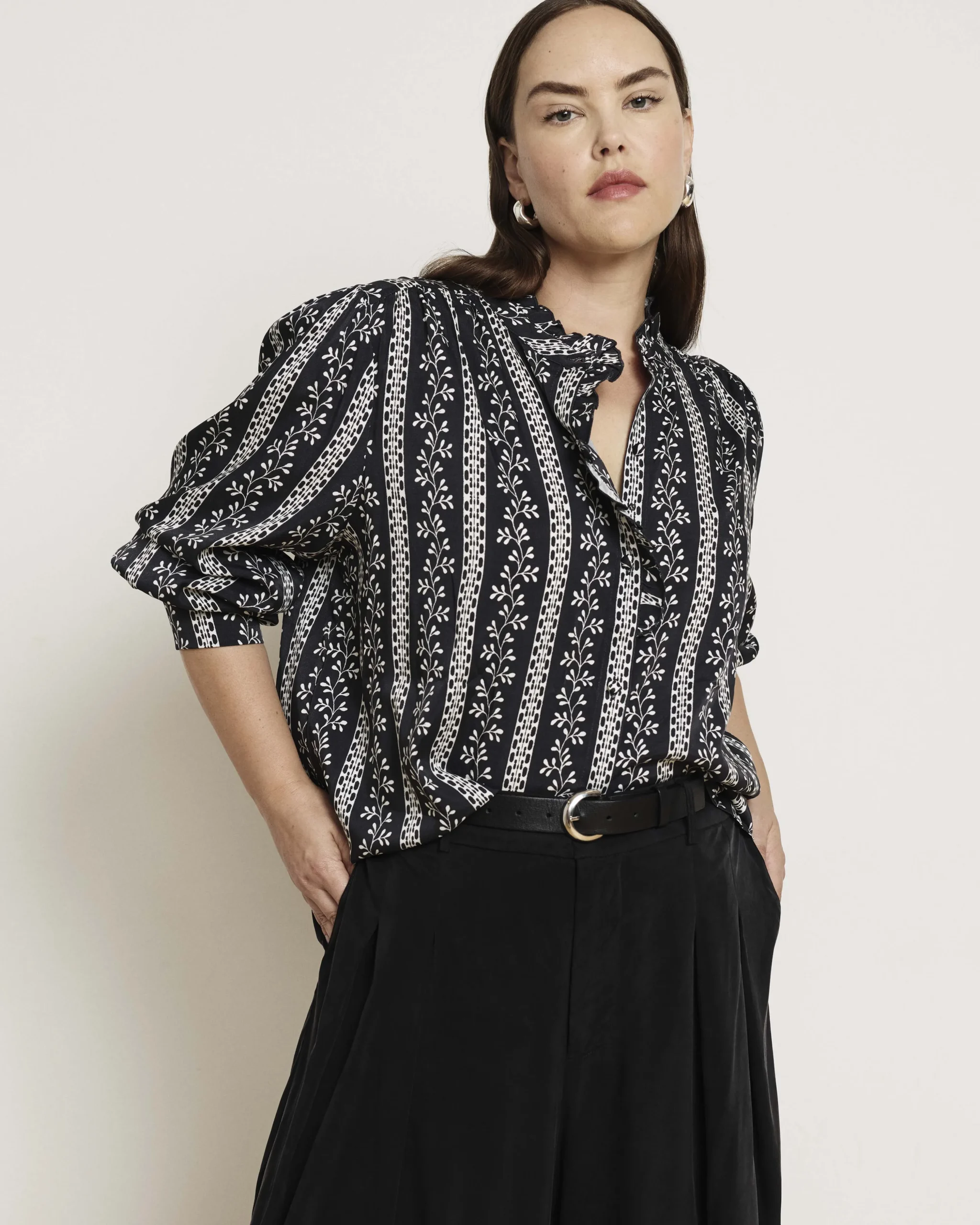 Endora Stretch Cupro Blouse Florentine Print