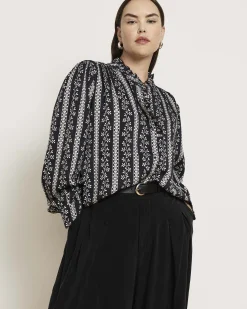 Endora Stretch Cupro Blouse Florentine Print