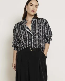 Endora Stretch Cupro Blouse Florentine Print