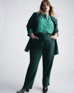 Endora Stretch Cupro Blouse Green Tourmaline