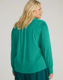Endora Stretch Cupro Blouse Green Tourmaline