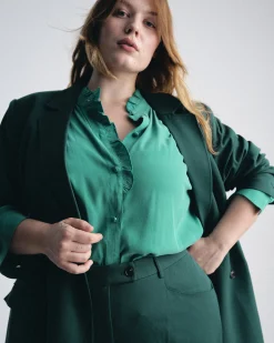 Endora Stretch Cupro Blouse Green Tourmaline