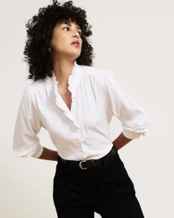 Endora Stretch Cupro Blouse White