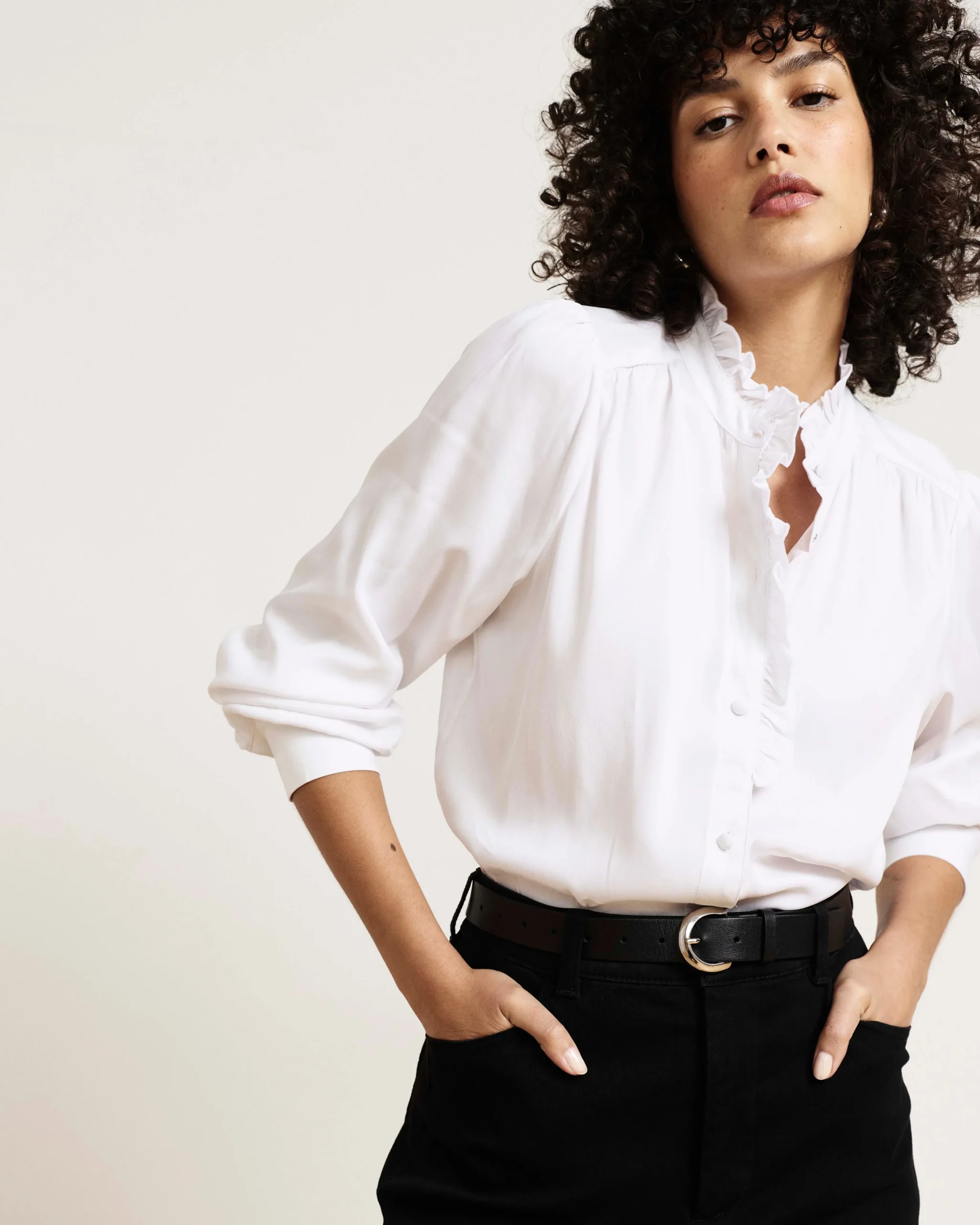 Endora Stretch Cupro Blouse White