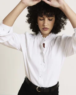 Endora Stretch Cupro Blouse White