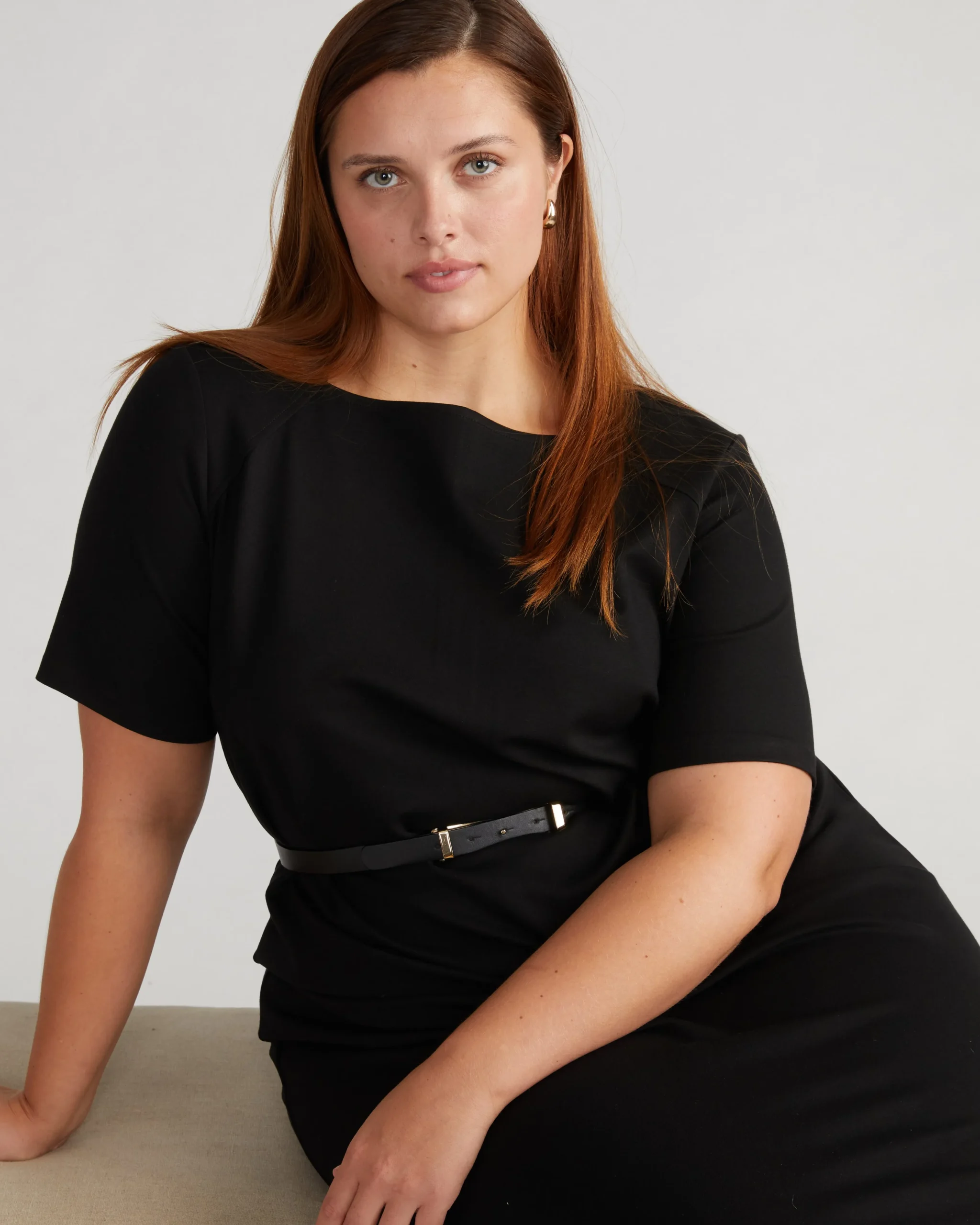 Envelope Neck Ponte Dress Black