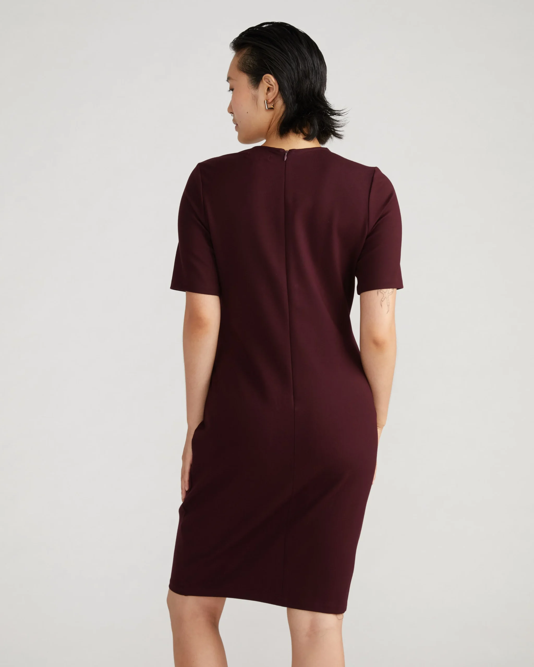 Envelope Neck Ponte Dress Black Cherry