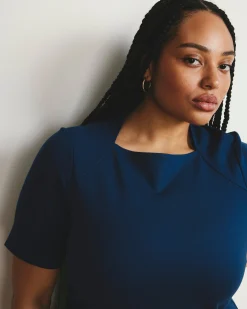 Envelope Neck Ponte Dress Deep Teal