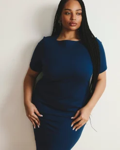 Envelope Neck Ponte Dress Deep Teal