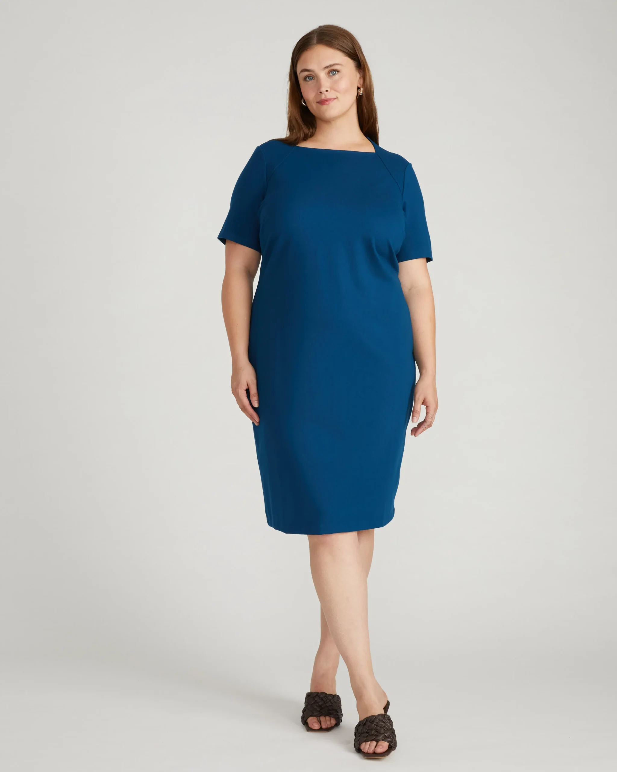 Envelope Neck Ponte Dress Deep Teal