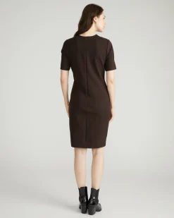 Envelope Neck Ponte Dress Espresso