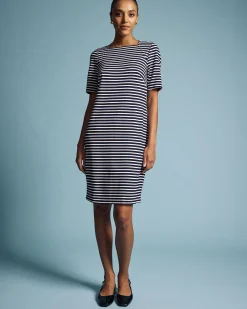 Envelope Neck Ponte Dress St. James Stripe