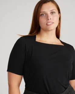 Envelope Neck Top Black