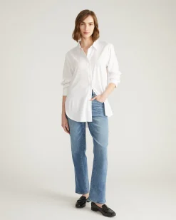 Etta High Rise Straight Leg Jeans 31 Inch Distressed Washed Indigo