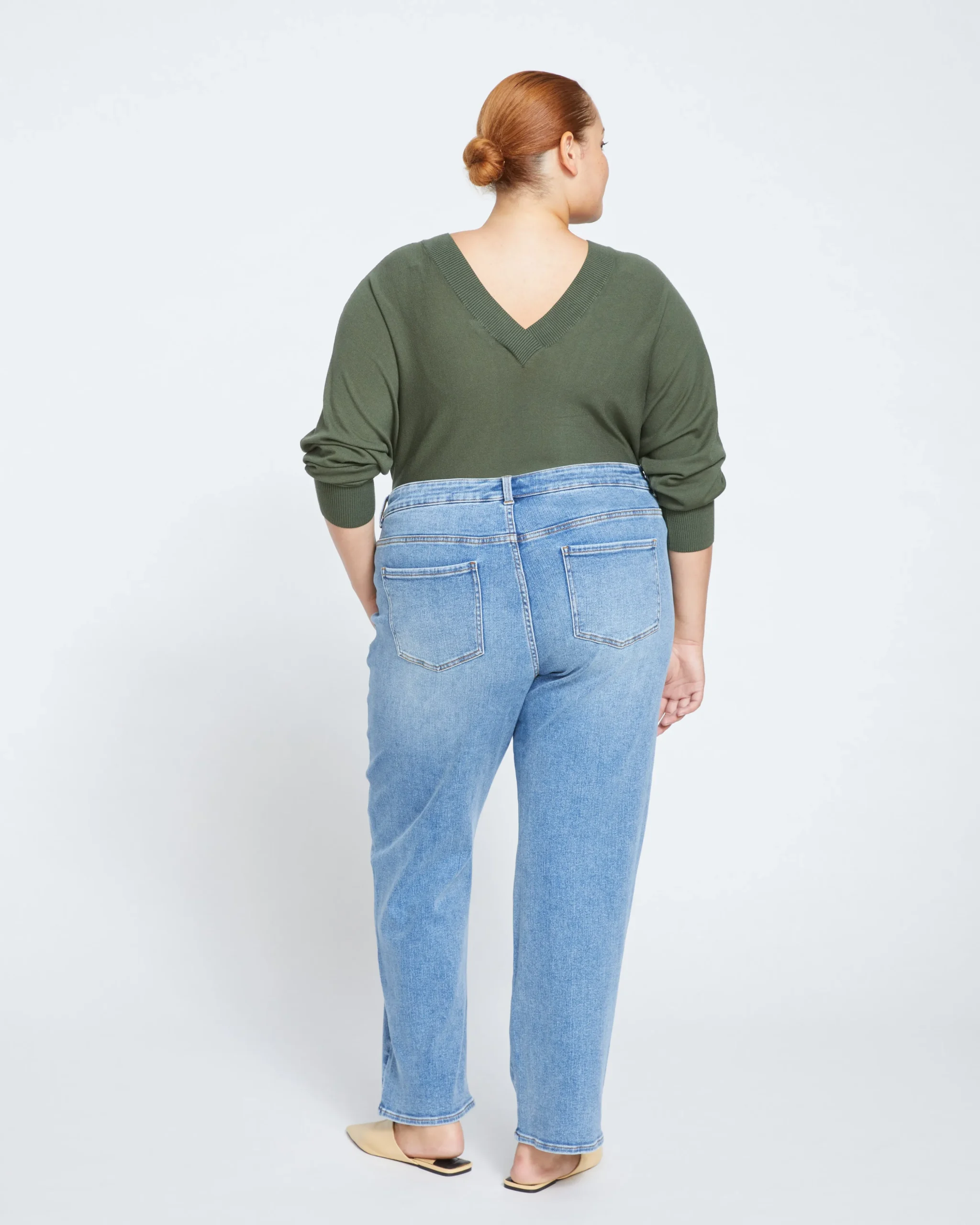 Etta High Rise Straight Leg Jeans 31 Inch Distressed Washed Indigo