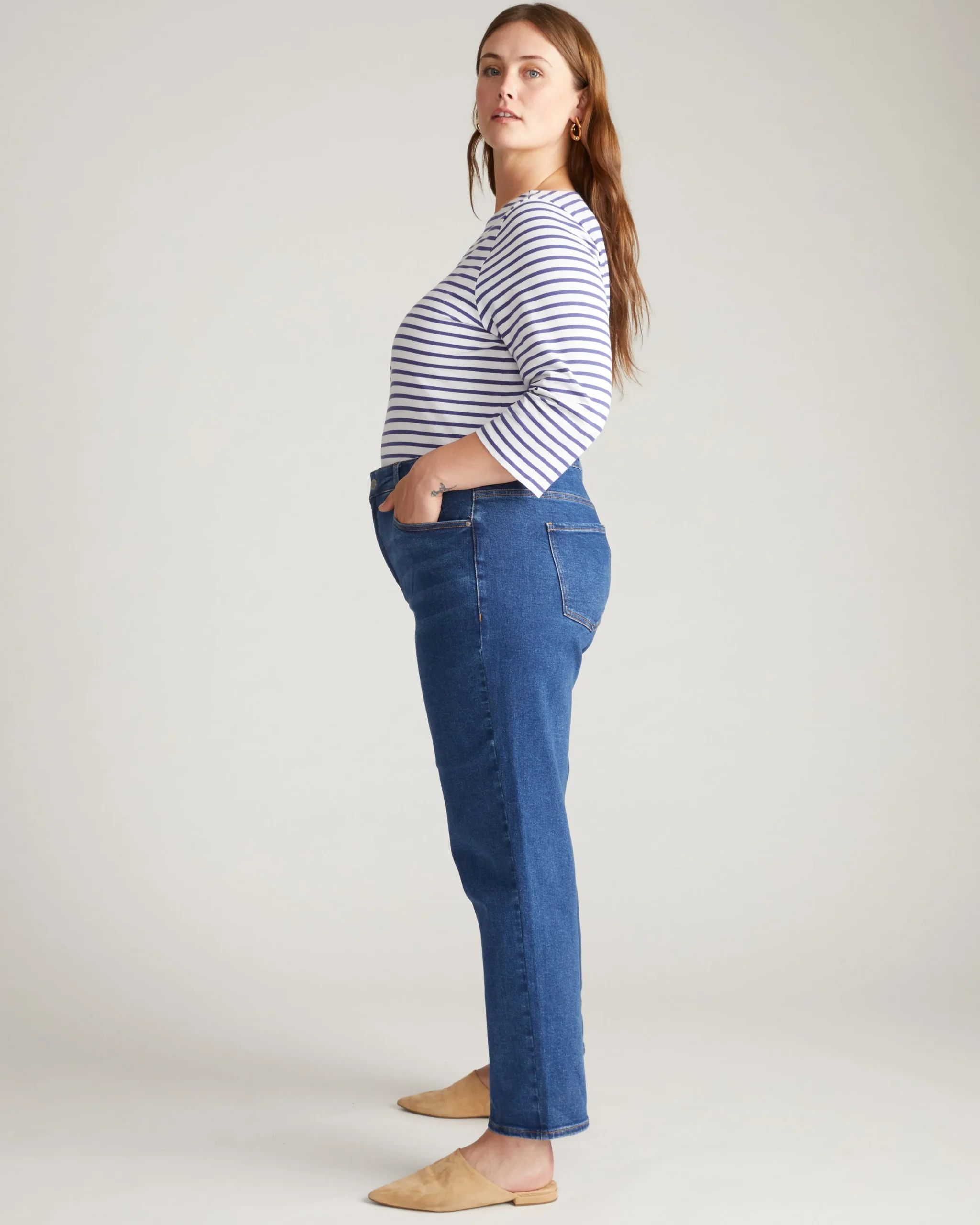 Etta High Rise Straight Leg Jeans 31 Inch Aged Indigo