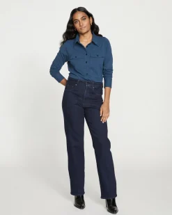 Etta High Rise Straight Leg Jeans 31 Inch Dark Indigo