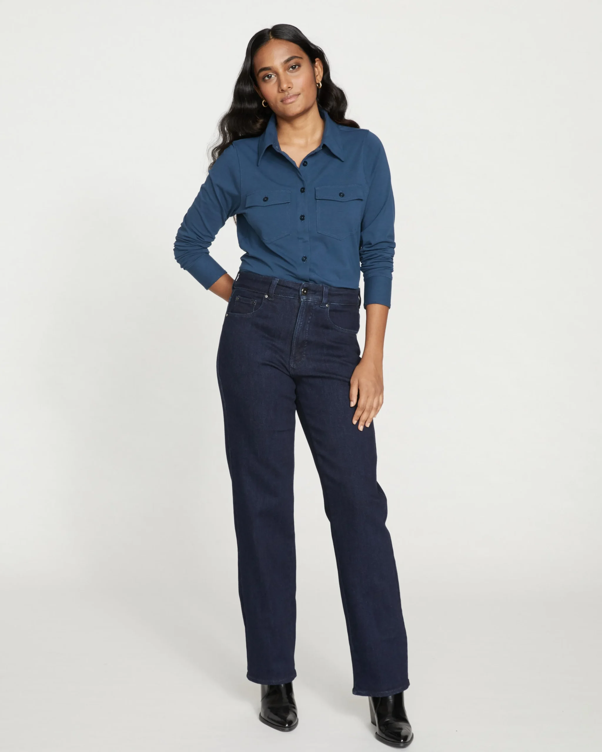 Etta High Rise Straight Leg Jeans 31 Inch Dark Indigo