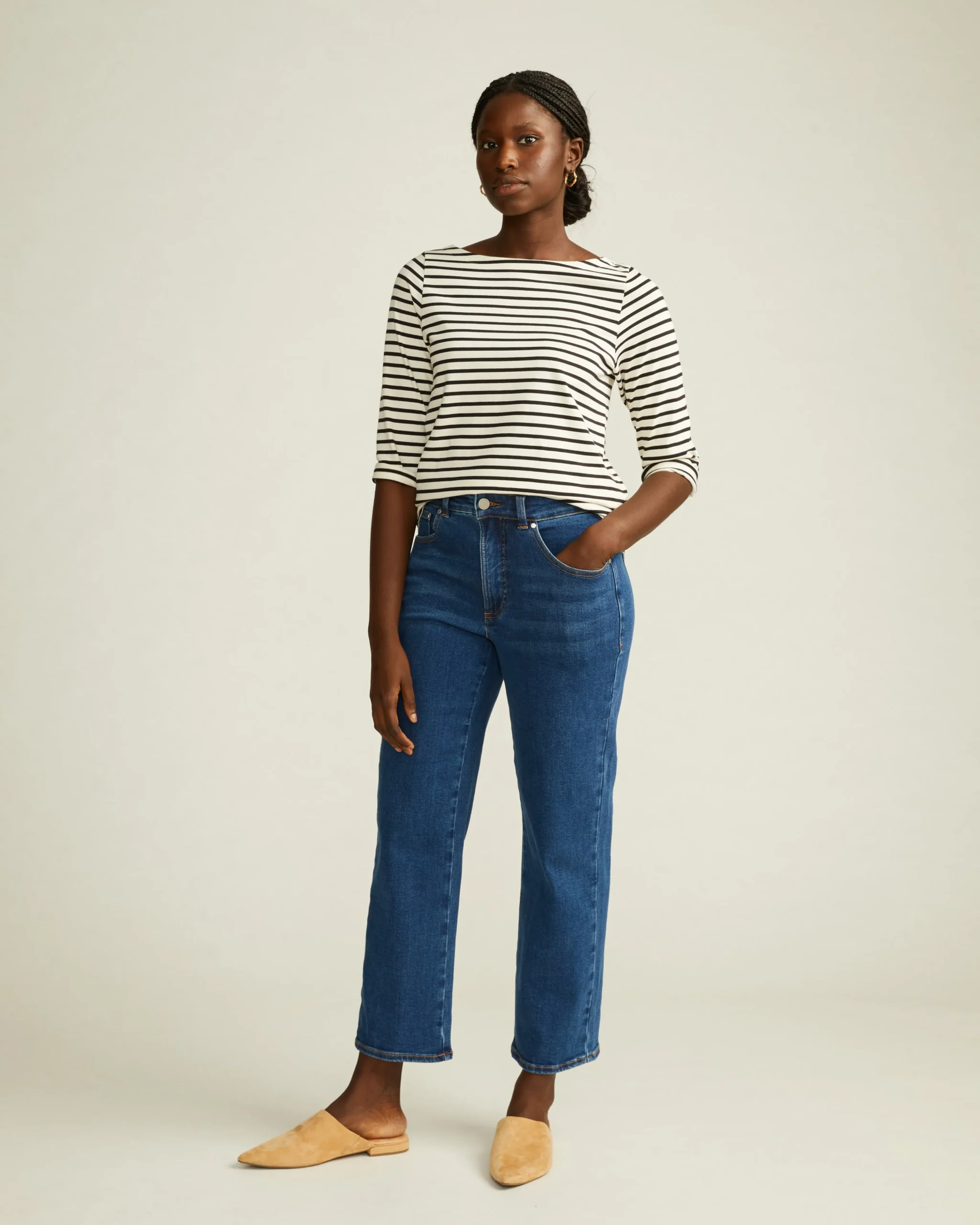 Etta High Rise Straight Leg Jeans 28 Inch Aged Indigo