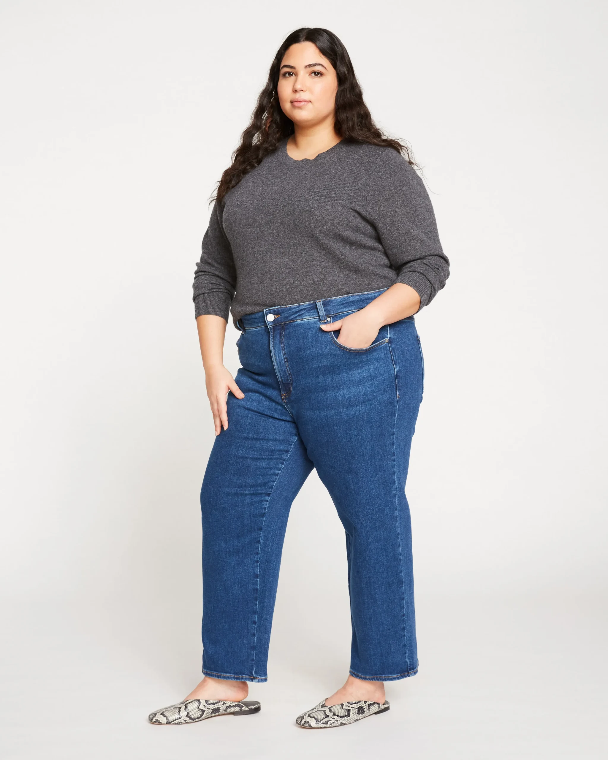 Etta High Rise Straight Leg Jeans 28 Inch Aged Indigo