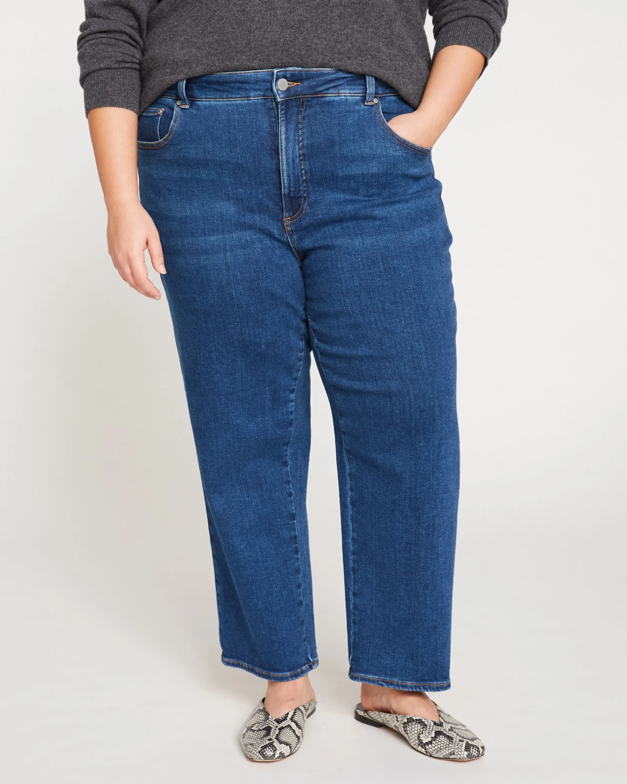 Etta High Rise Straight Leg Jeans 28 Inch Aged Indigo