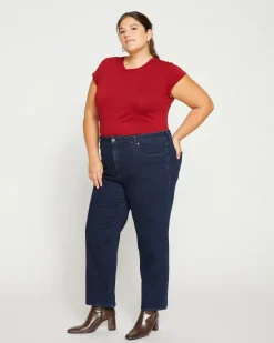 Etta High Rise Straight Leg Jeans 28 Inch Dark Indigo